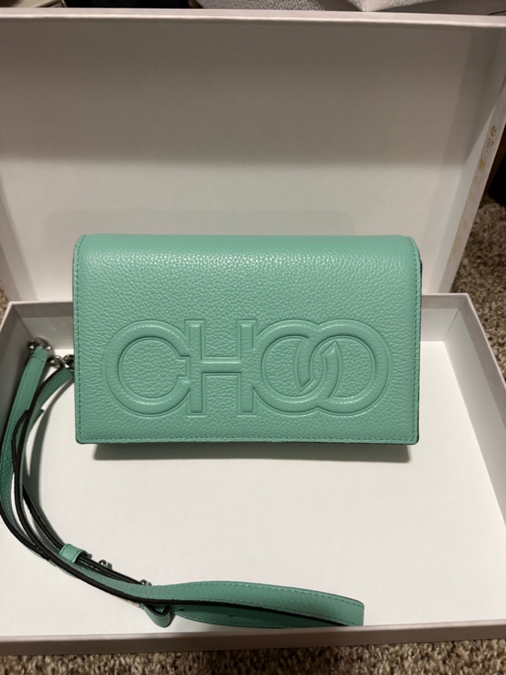 Jimmy Choo Mint Green Pebbled Leather Crossbody